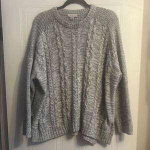 1 State Grey Cableknit Sweater Loose Fit XL